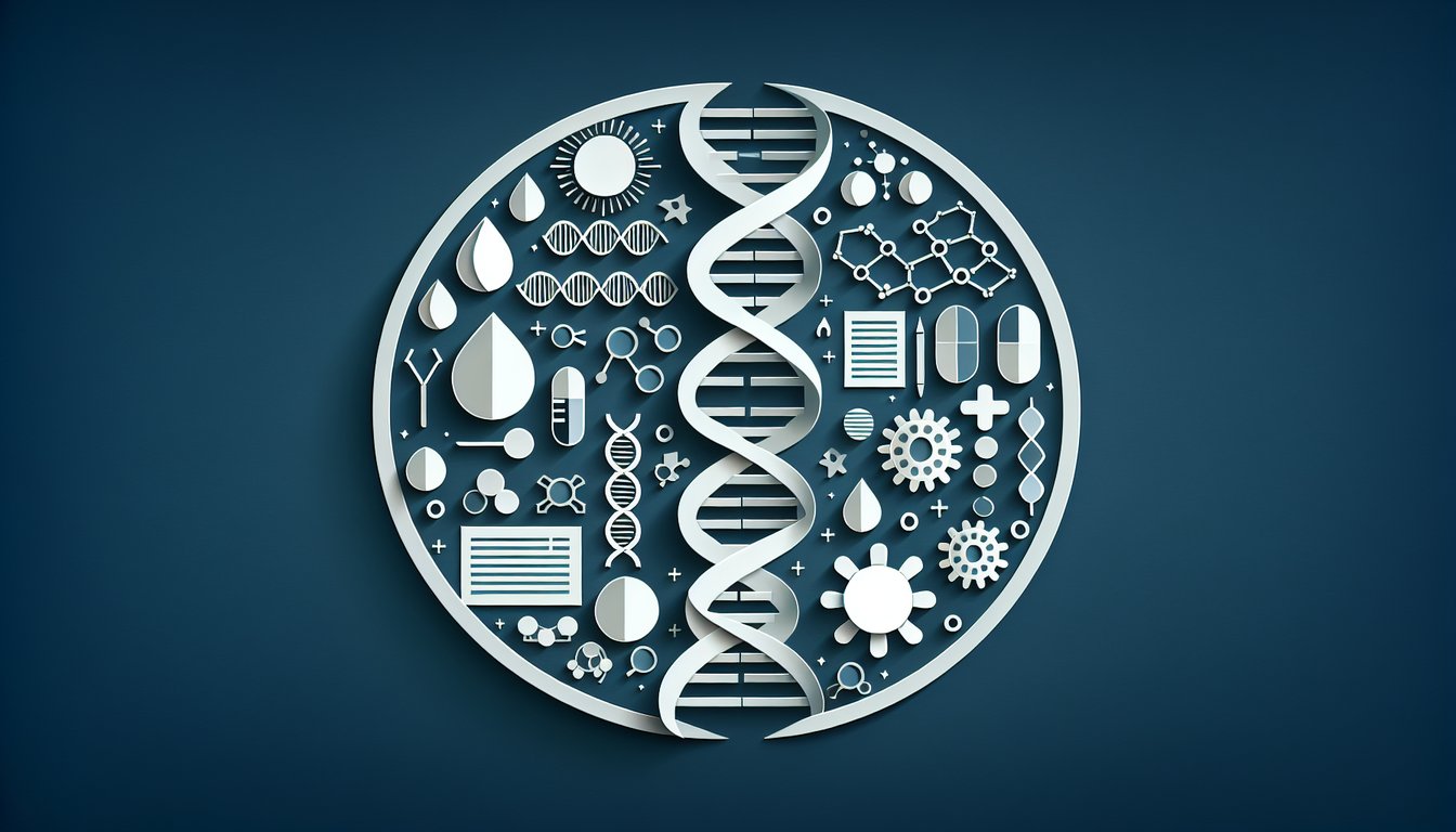 Colorful paper art depicting DNA helix and quiz elements for Genetics Knowledge Assessment