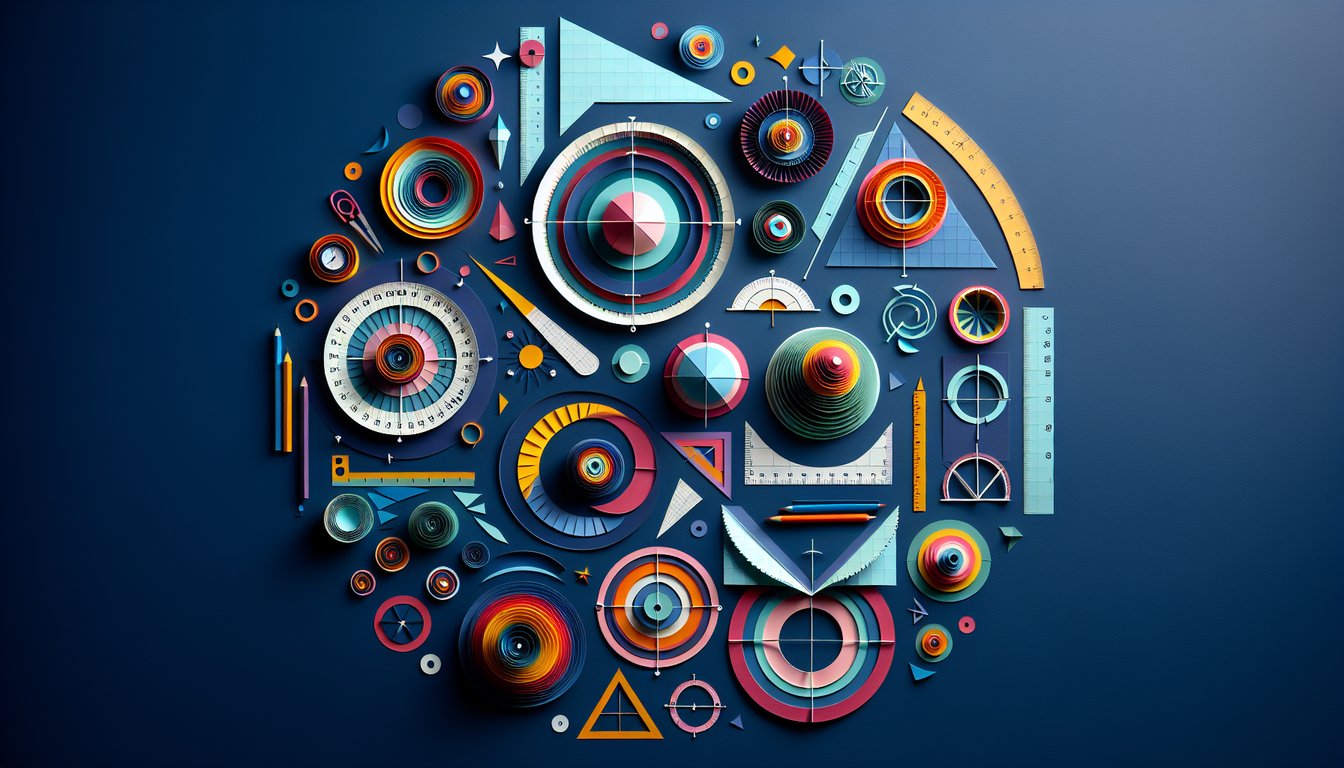 Paper art promoting Circle Challenge Decoded, a high school geometry quiz game.