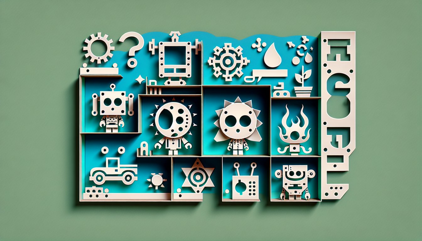 Paper art collage of Emmet Wyldstyle and Batman from The Lego Movie on a teal background for character quiz