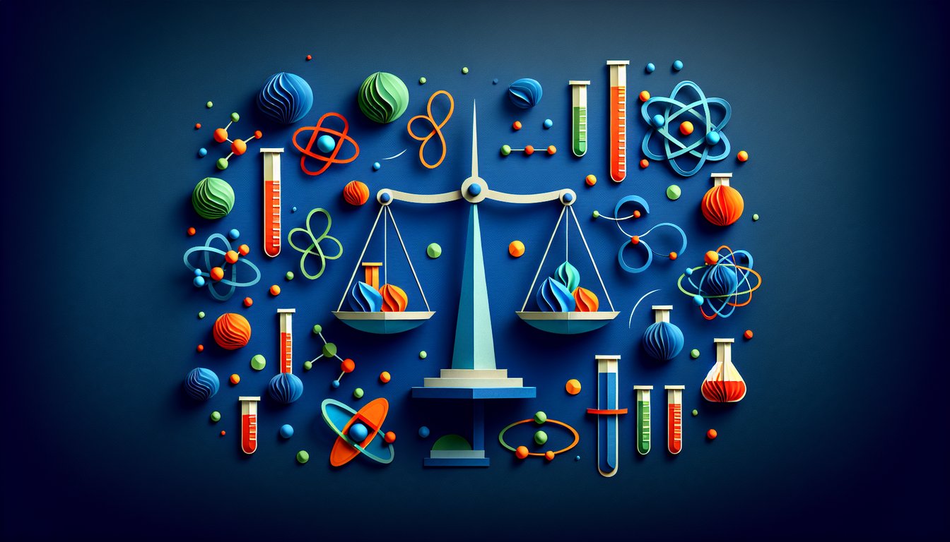 Paper art representing a Stoichiometry Showdown trivia quiz for high school chemistry students.