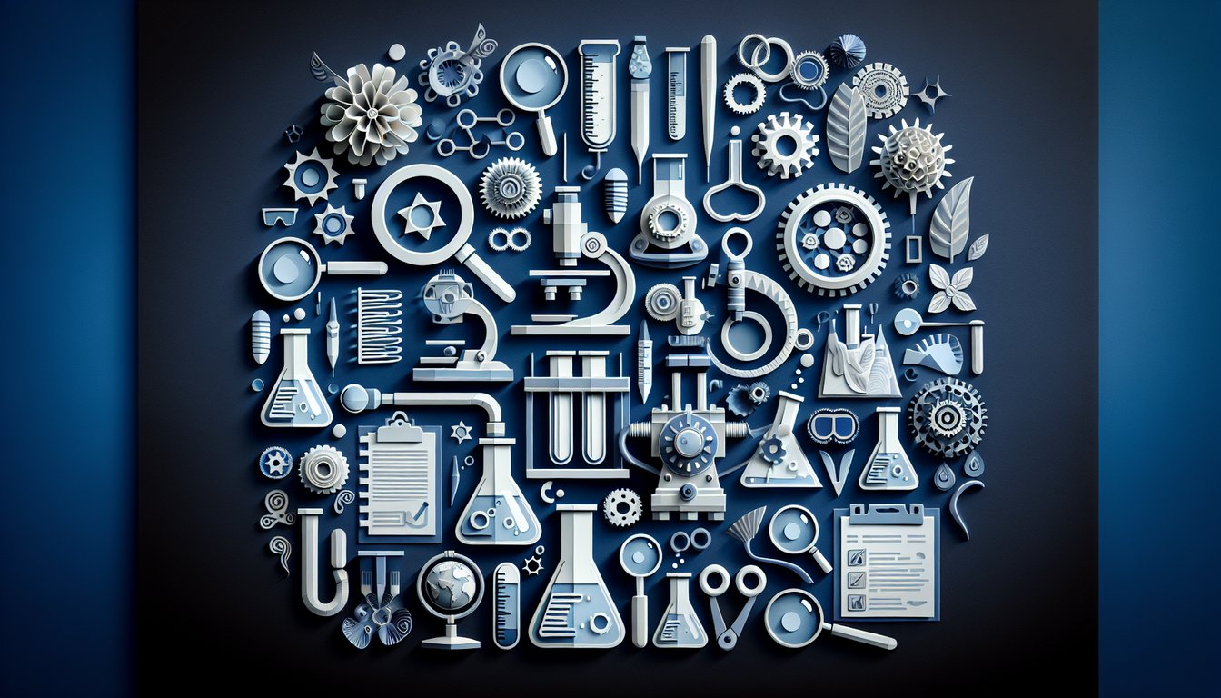 Colorful paper art depicting elements related to a Laboratory SOP Compliance Quiz