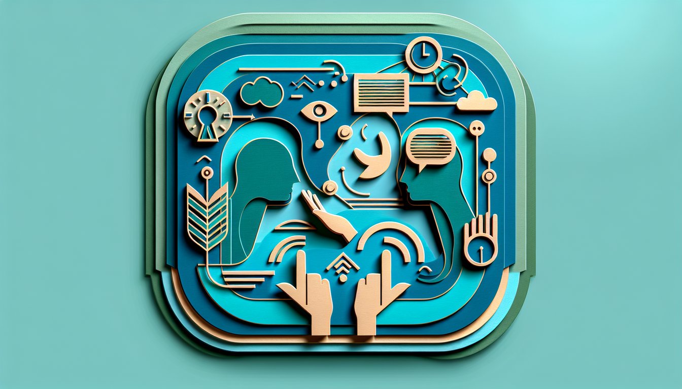 Paper art layered brain with puzzle cutouts and icons on teal background representing an autism traits quiz