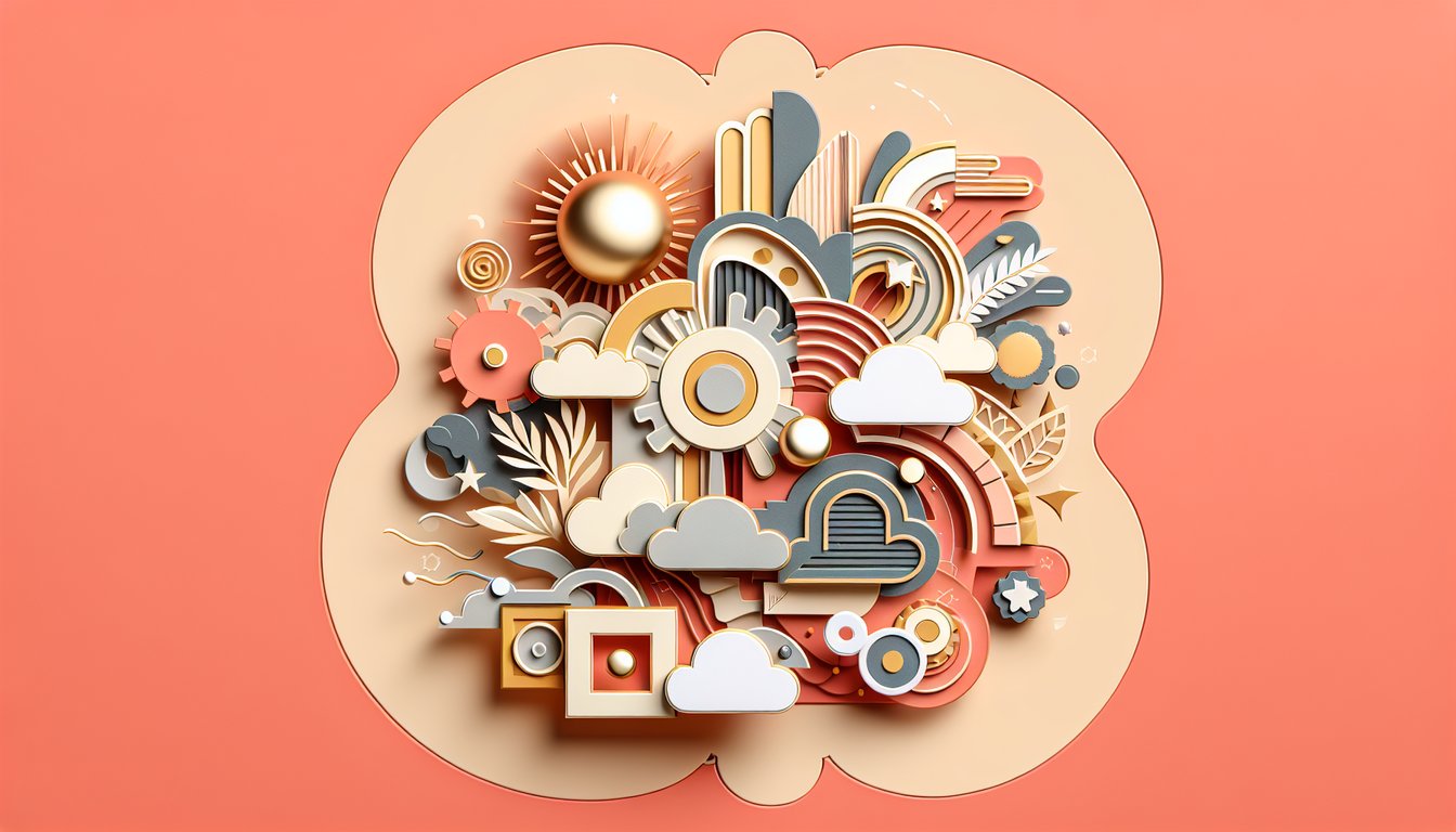 Paper cut style gold bars and silver bars on coral background with abstract shapes hinting at a personality quiz