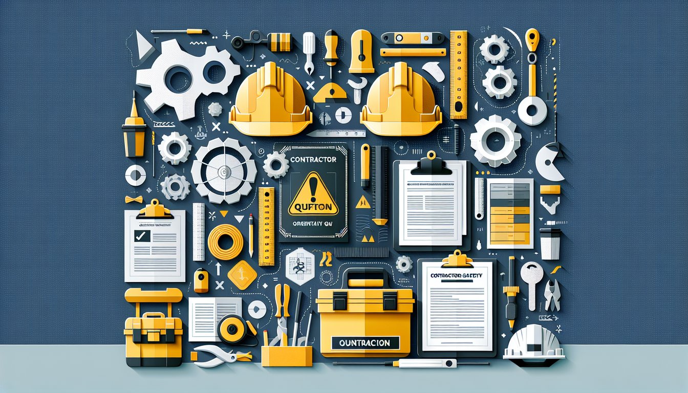 Colorful paper art illustrating a Contractor Safety Orientation Quiz
