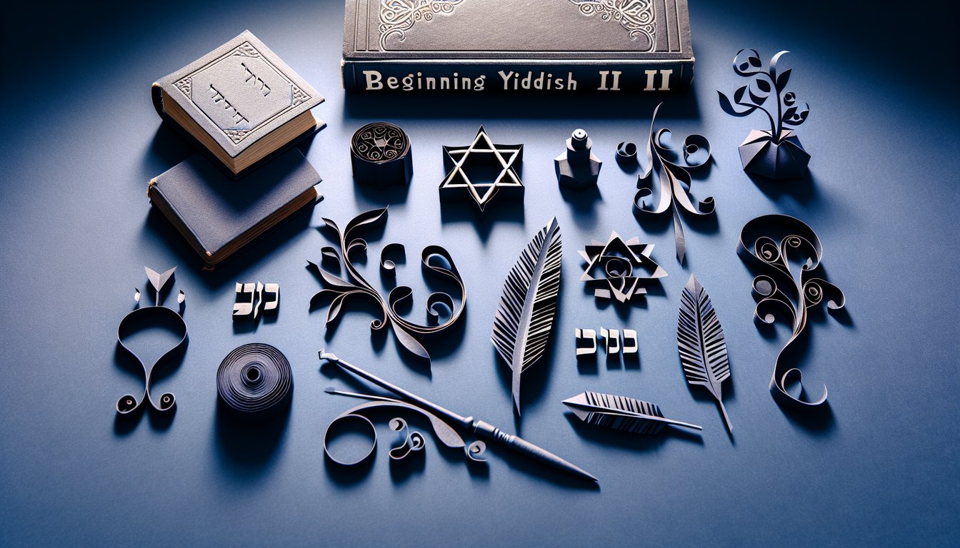 3D voxel art showcasing the Beginning Yiddish II course material