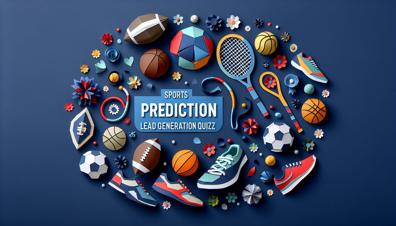 Colorful paper art illustrating a sports prediction lead generation quiz