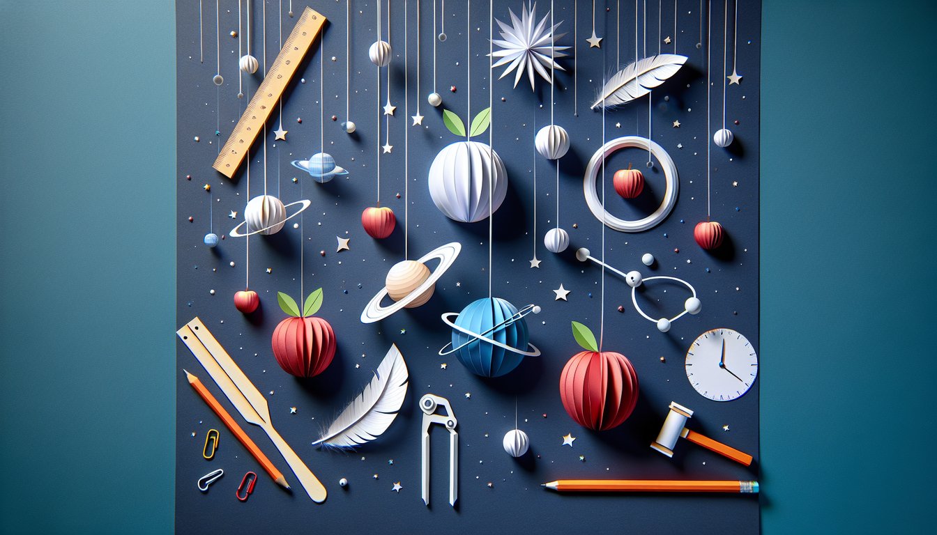 Paper art representing Gravity Unleashed, a trivia quiz for high school physics students.