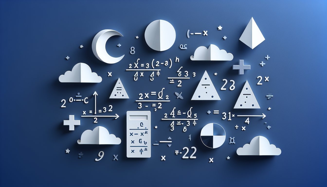Colorful paper art promoting a high school algebra quiz on discriminants of quadratic equations.
