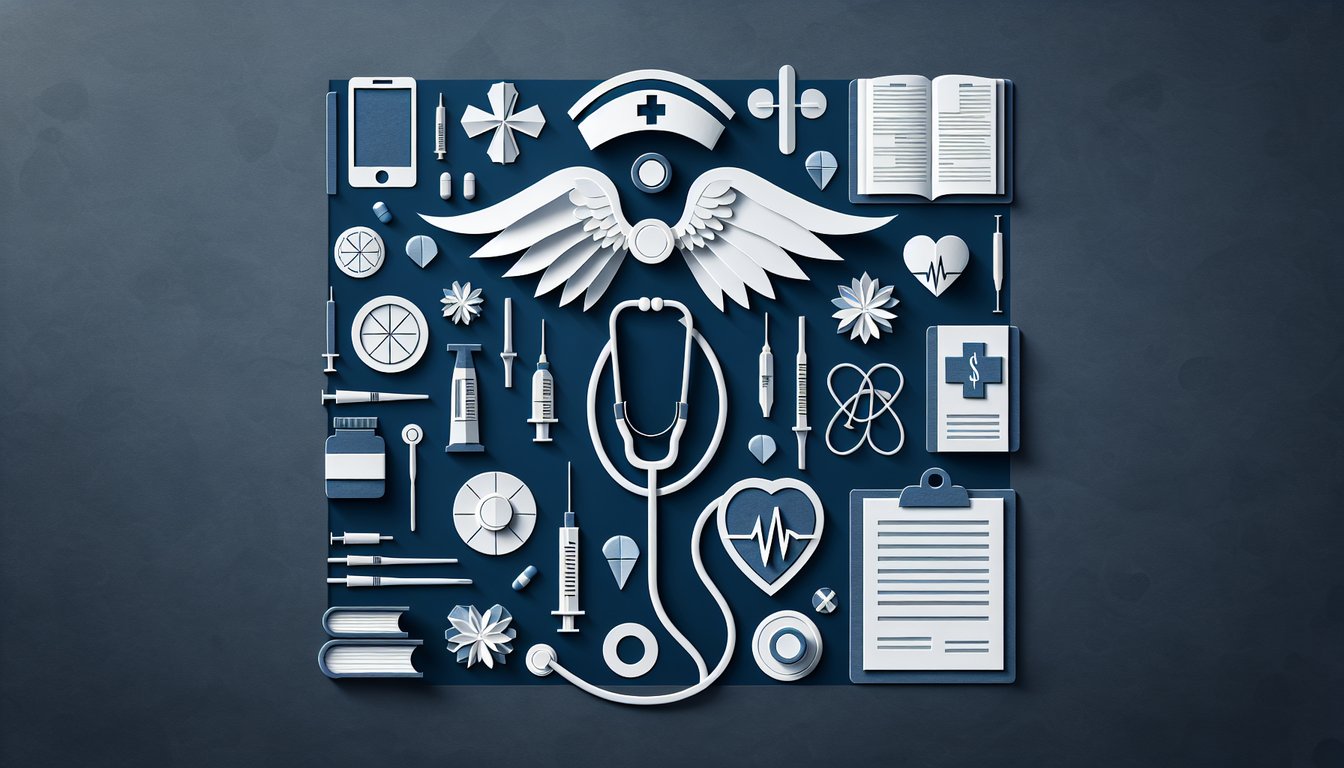 Colorful paper art promoting RN Rapid Review quiz for aspiring registered nurses.