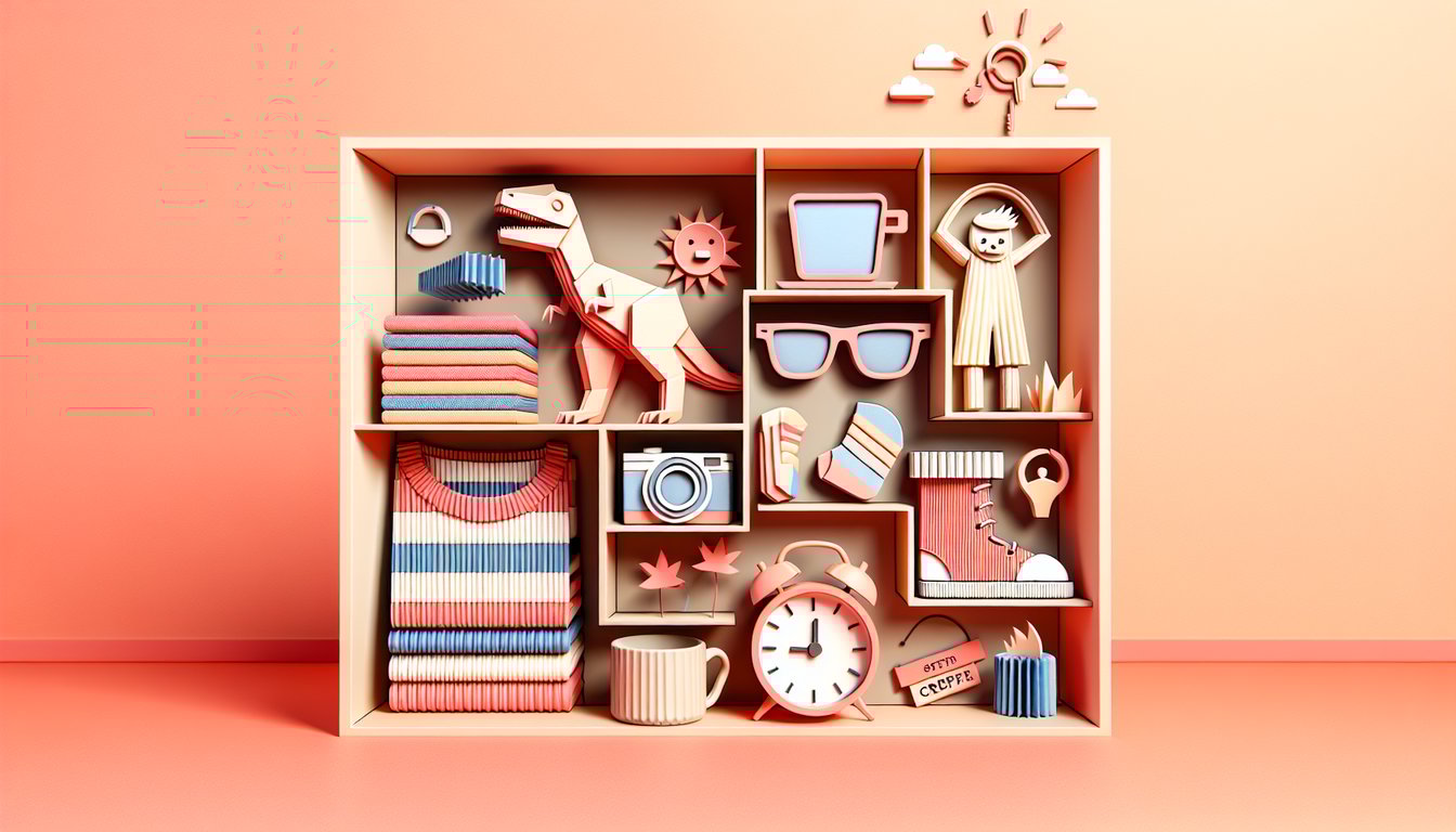 Paper art style head with question mark and playful icons for a cringe level quiz on coral background.