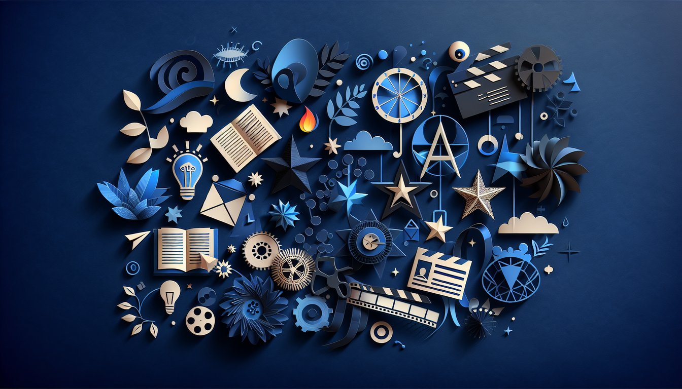 Colorful paper art promoting a trivia quiz on overlooked elements in film and theater.