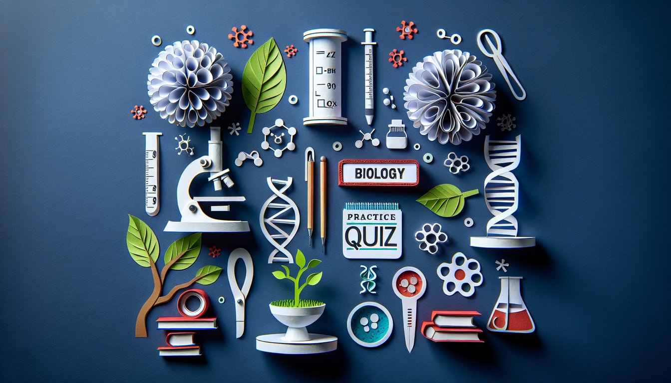 Paper art representing the Escambia Biology Blitz high school practice quiz.