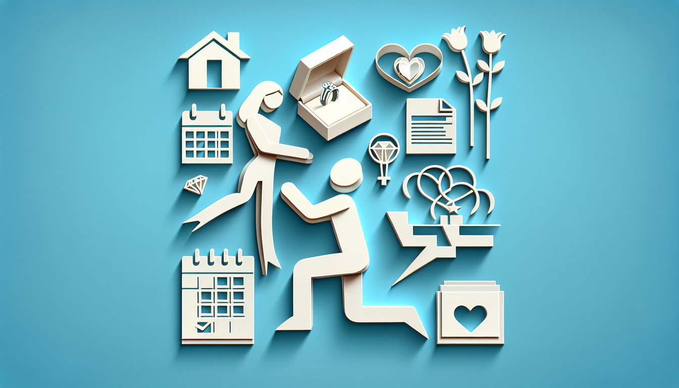 Paper art illustration of a couple with hearts and question marks on sky blue background for a boyfriend readiness quiz