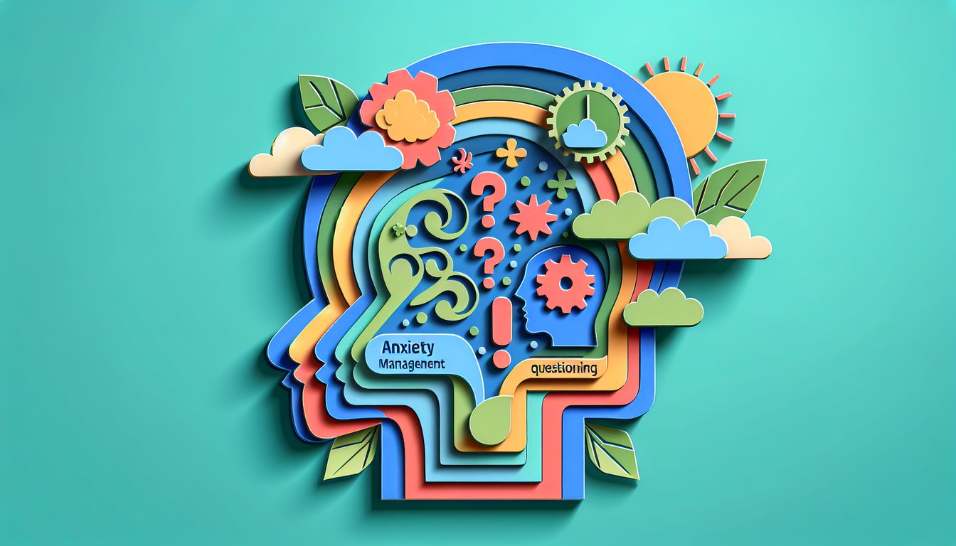 Paper art puzzle pieces on teal background for advanced counselling skills quiz on anxiety management and questioning