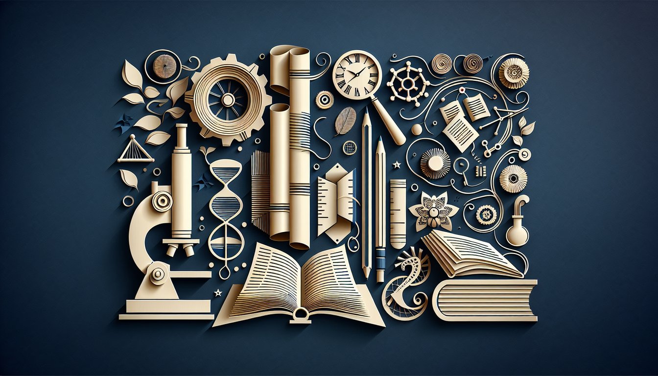 Colorful paper art promoting the Interdisciplinary Insights trivia quiz for high school students.