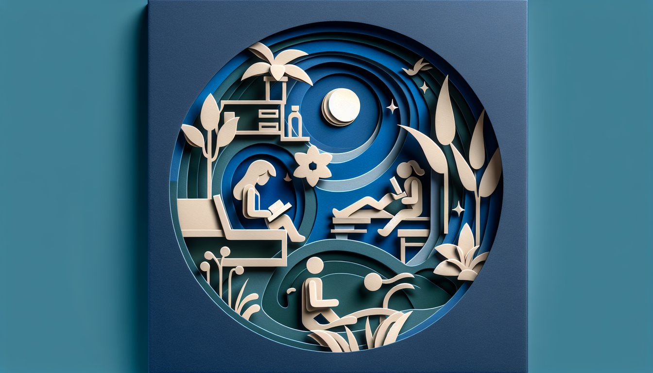 Paper art illustration showing abstract faces representing introvert extrovert quiz on dark blue background