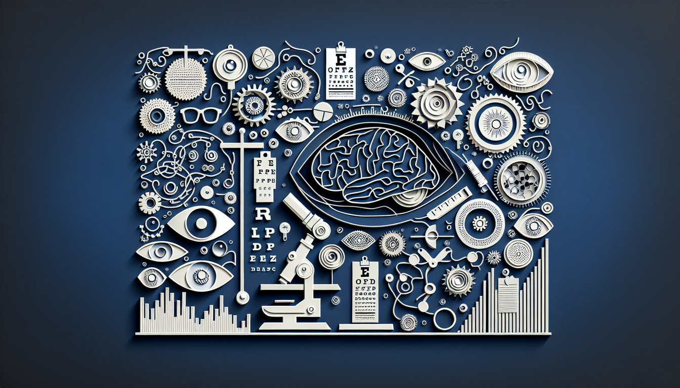 Colorful paper art depicting elements related to Ophthalmology Knowledge Quiz.
