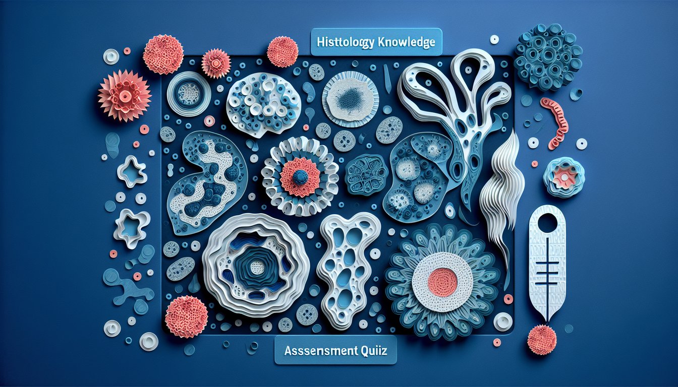 Colorful paper art depicting cells and tissues for Histology Knowledge Assessment Quiz