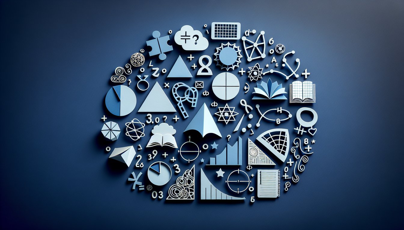 Colorful paper art promoting a challenging high school math trivia quiz.
