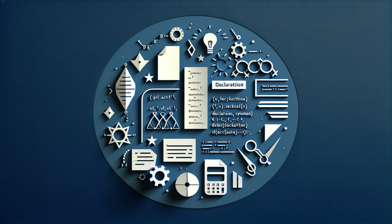 Paper art depicting trivia quiz for high school computer science students on declaration structure