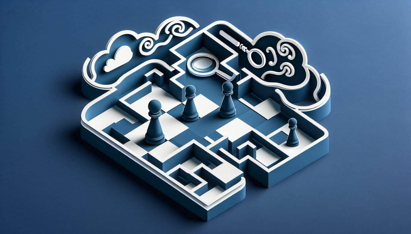 Paper art style hearts message bubbles on dark blue background hint at ex testing you and mind games in a personality quiz