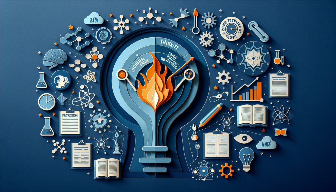 Paper art promoting The Flames of Insight Quiz for high school science students.