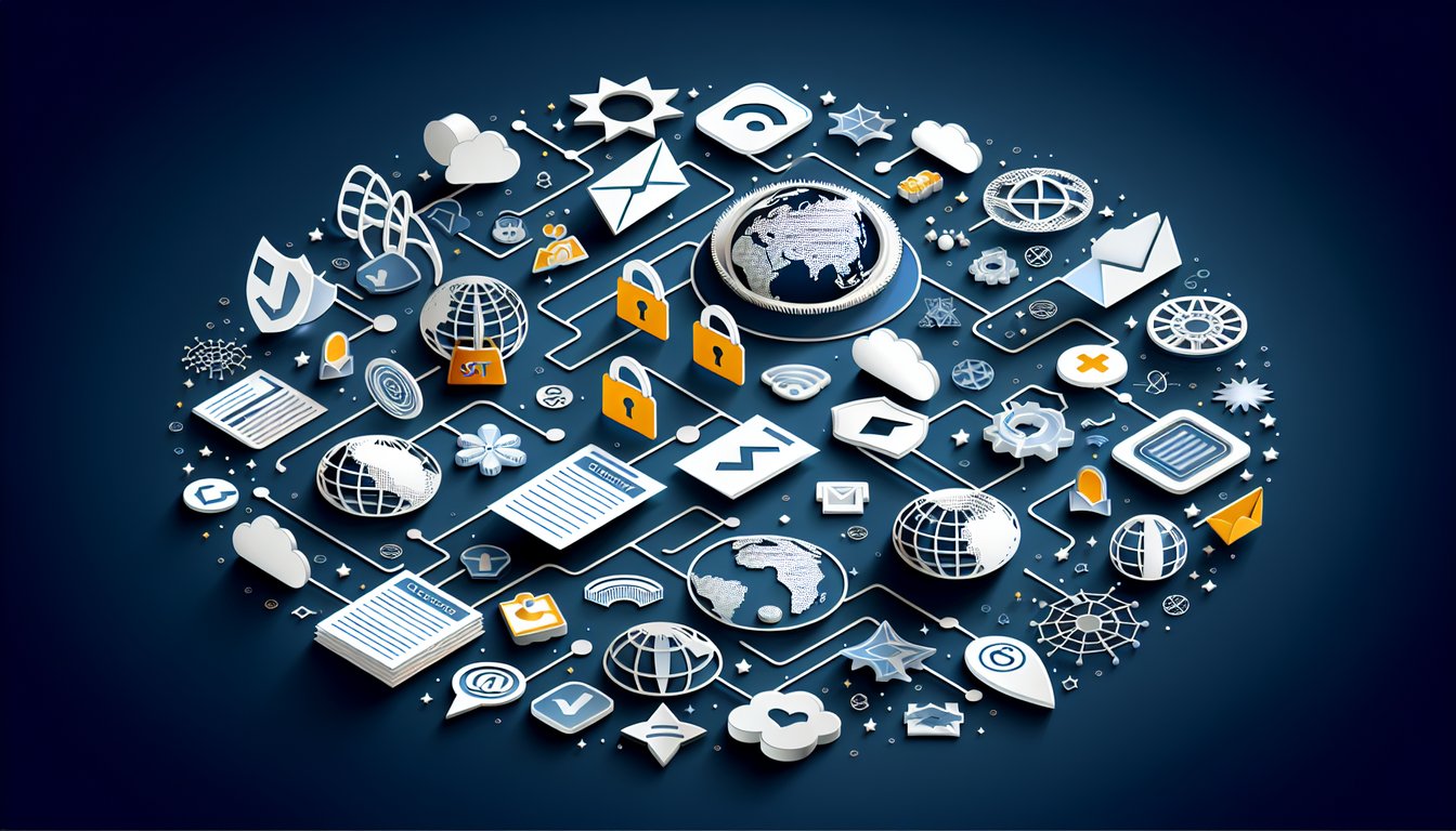 Paper cut style padlock certificate and network nodes on dark blue background representing network security quiz