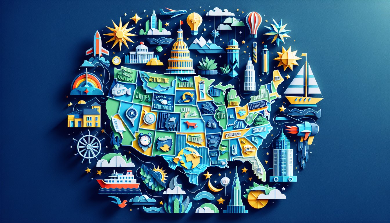 Colorful paper art promoting the Southeast Capitals Challenge for middle school students.