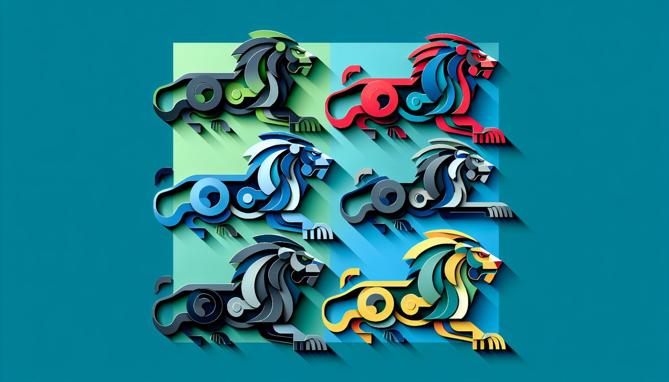 Paper art Voltron lions on teal background with text inviting quiz takers to find which lion pilot matches them.