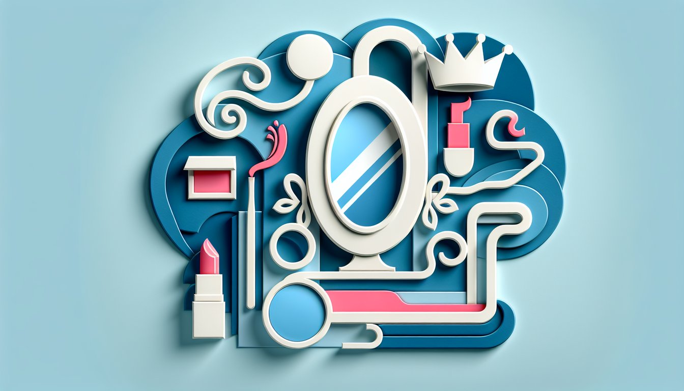 Paper art illustration for Am I Pretty quiz on sky blue background.