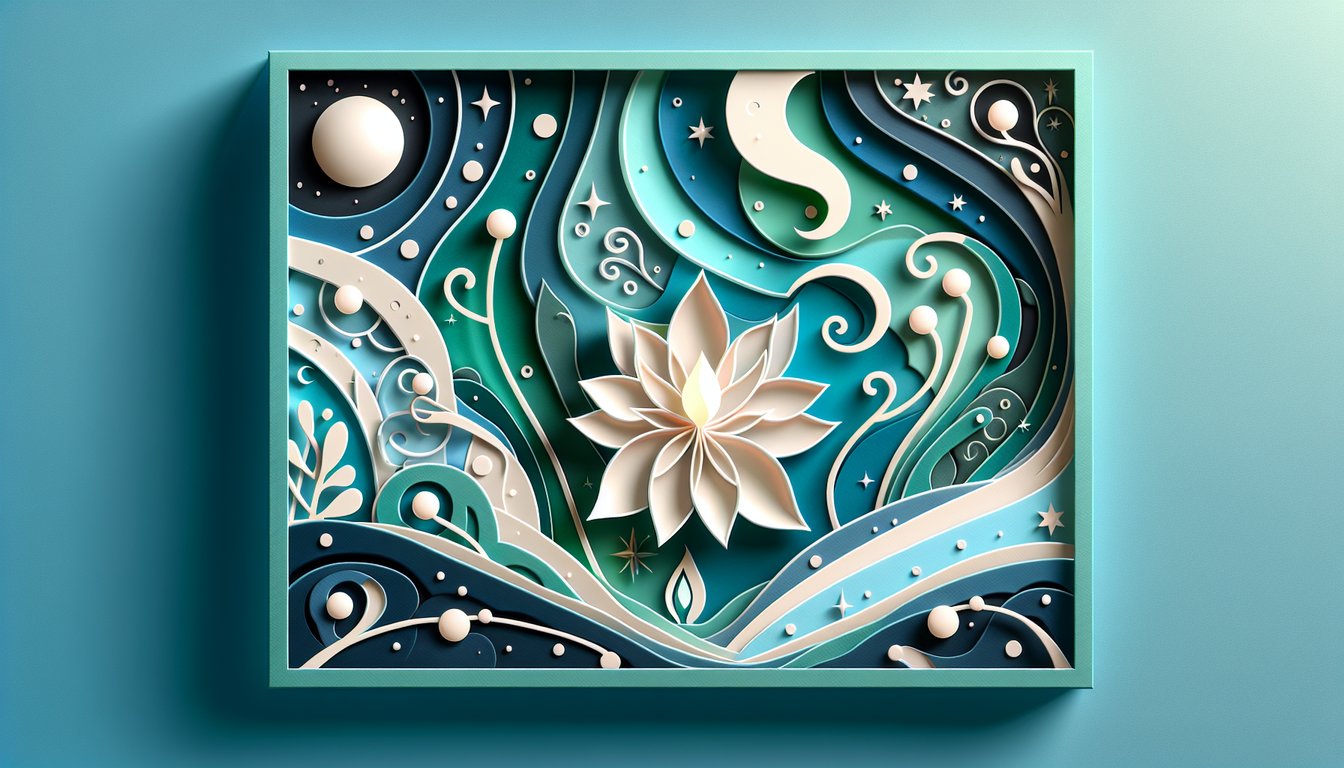 Paper art illustration for Dark and Light Side quiz on a teal background