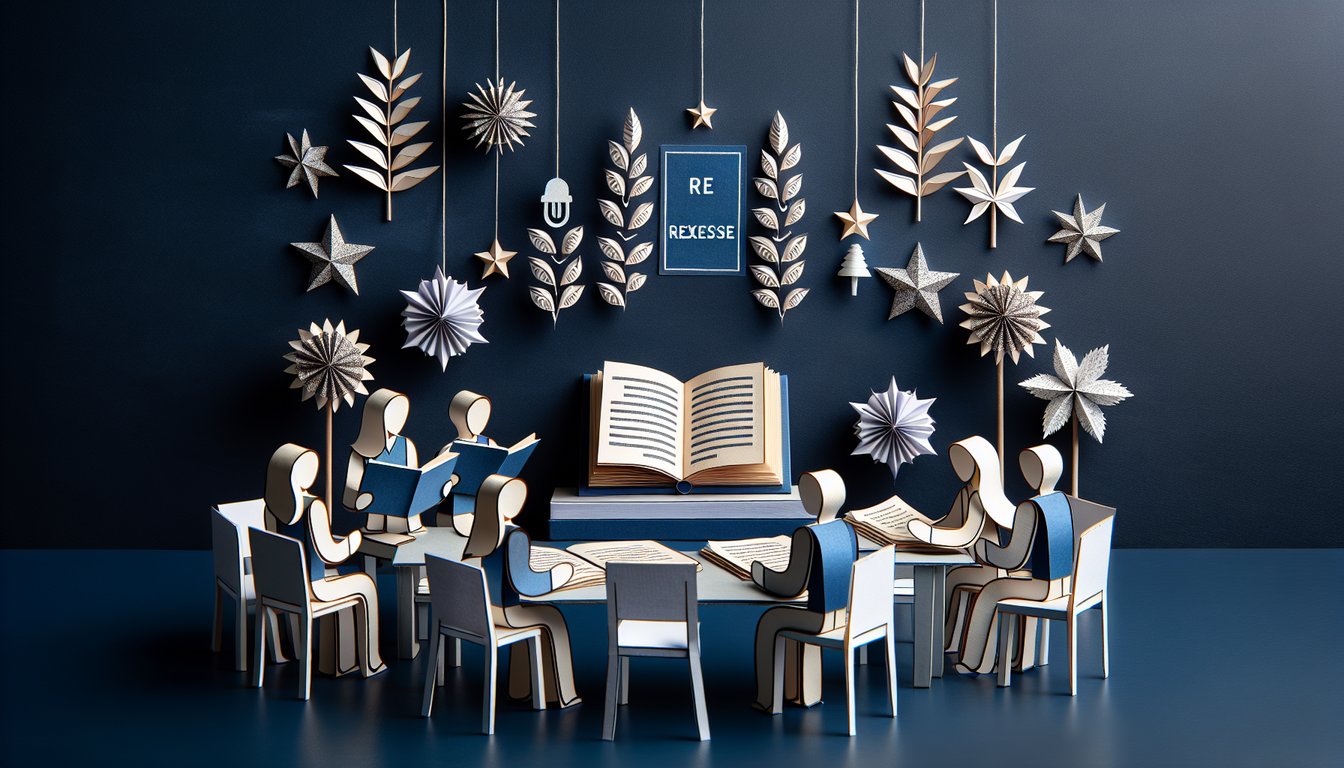 Paper art illustrating a STAAR Reading Quest 2023 trivia quiz for upper elementary and middle school students.