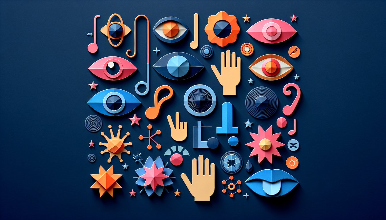 Paper art depicting trivia quiz for middle school science students on sensory systems.