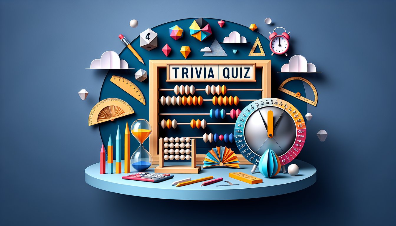 Colorful paper art promoting Ace the EOC Quiz, an interactive math practice exam for grades 9-12.