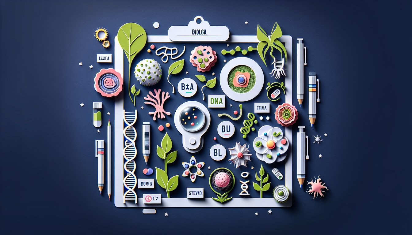 Paper art illustrating a trivia quiz for high school biology students
