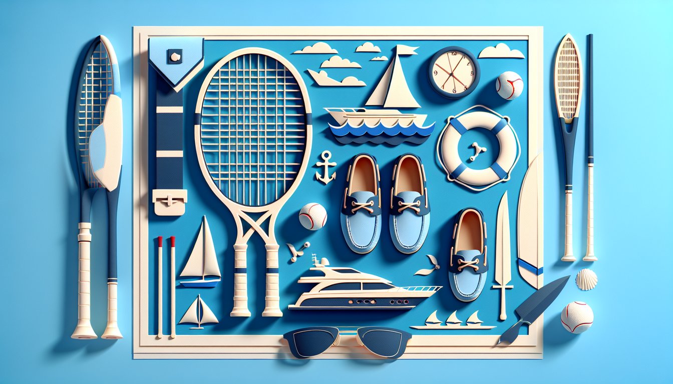 Paper art illustration for preppy style quiz on a sky blue background