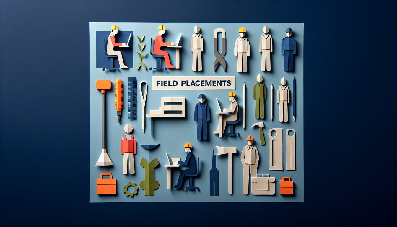3D voxel art depicting the Field Placements course in a visually engaging manner