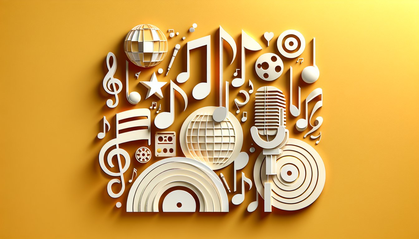 Paper art illustration for FNF quiz on golden yellow background to find your matching character.