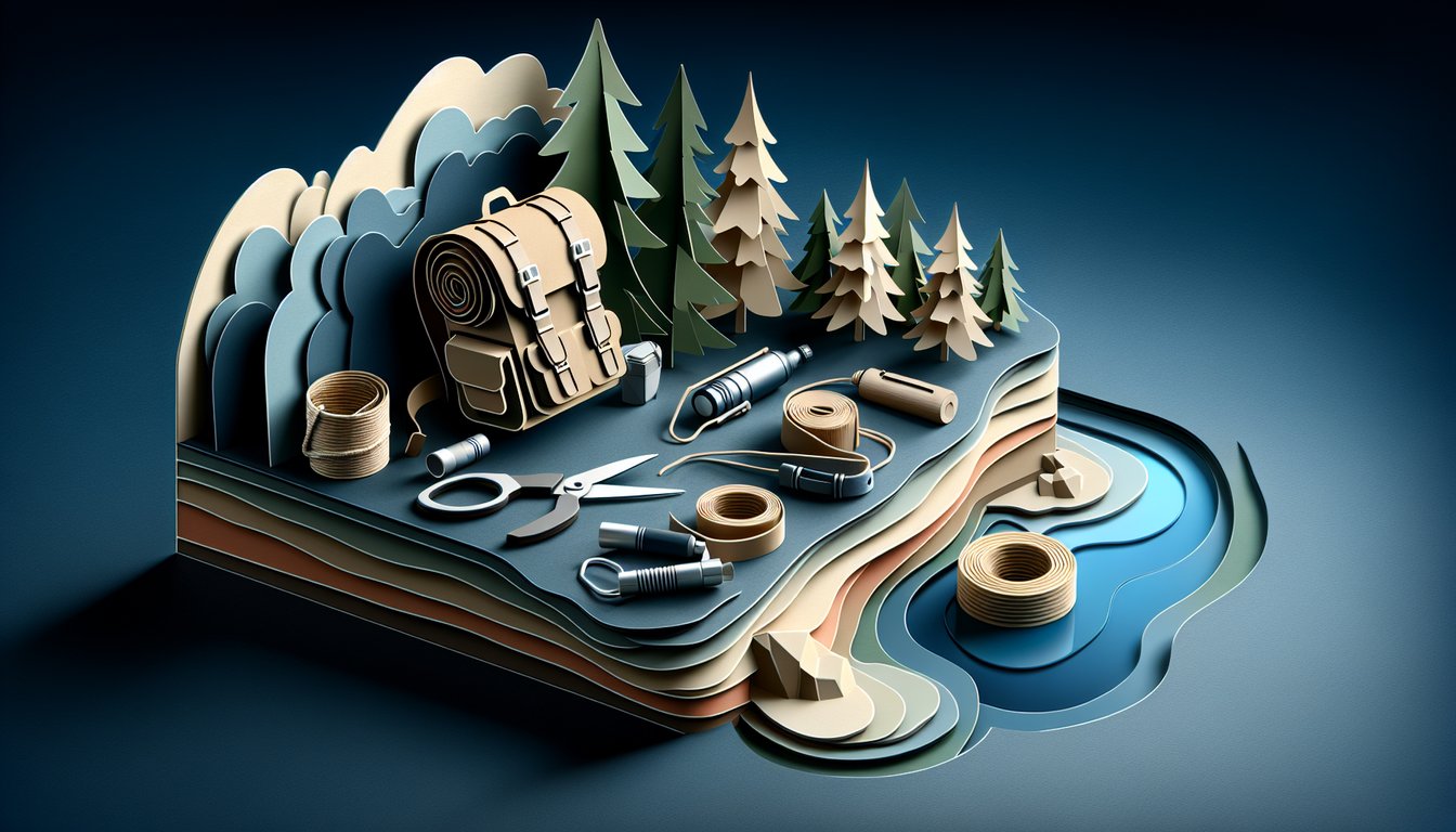 Paper cut survival icons and Hunger Games motifs on dark blue background for odds quiz