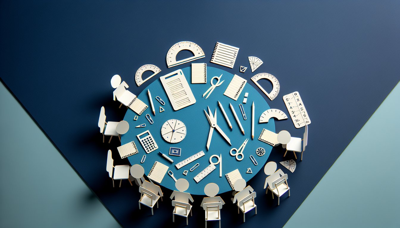 Colorful paper art promoting Ace the Average Quiz for middle school students.