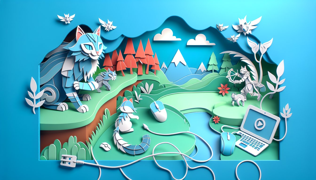 Paper art warrior cats around quiz title on teal background inviting you to discover your warrior cat name and clan.