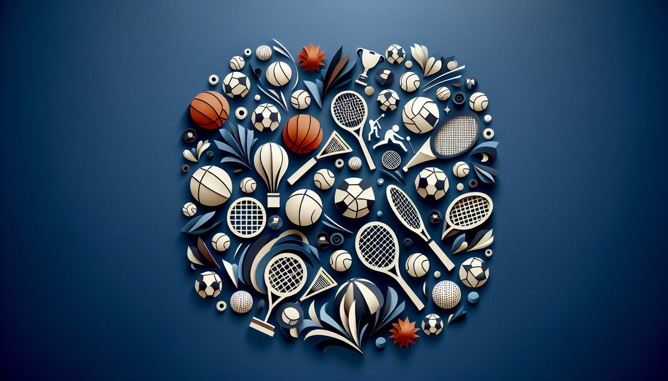 Colorful paper art depicting elements of a sports team trivia quiz.