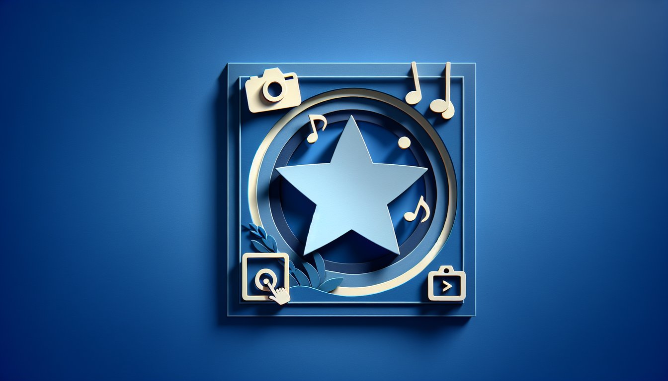 Paper smartphone with TikTok Instagram icons stars pencil on dark blue background invites social fame quiz