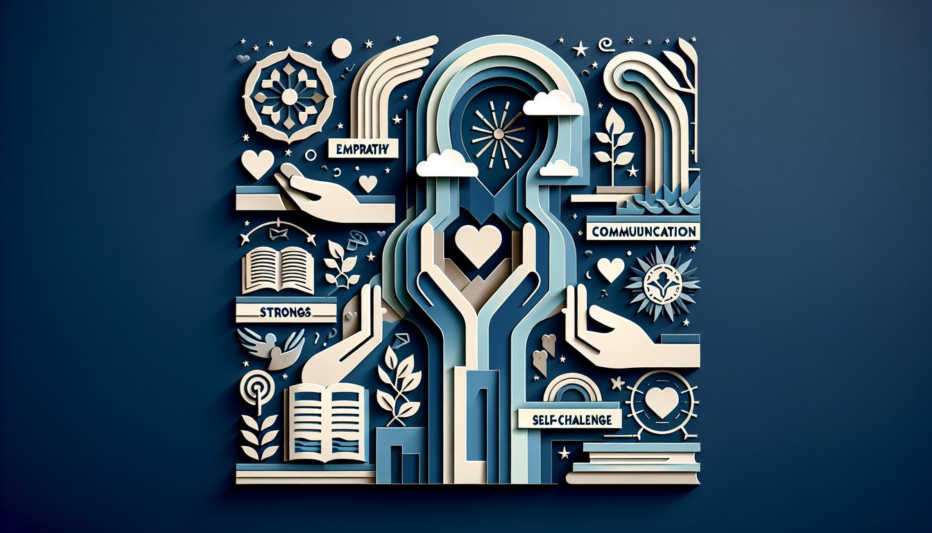 Paper art illustration for relationship readiness quiz on dark blue background