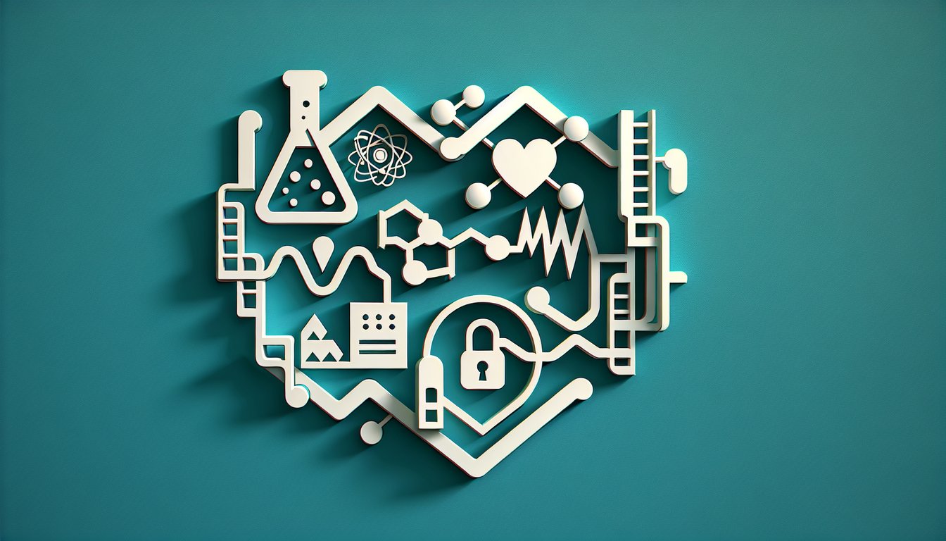 Paper art illustration of hearts pierced by arrow on teal background for crush chemistry quiz