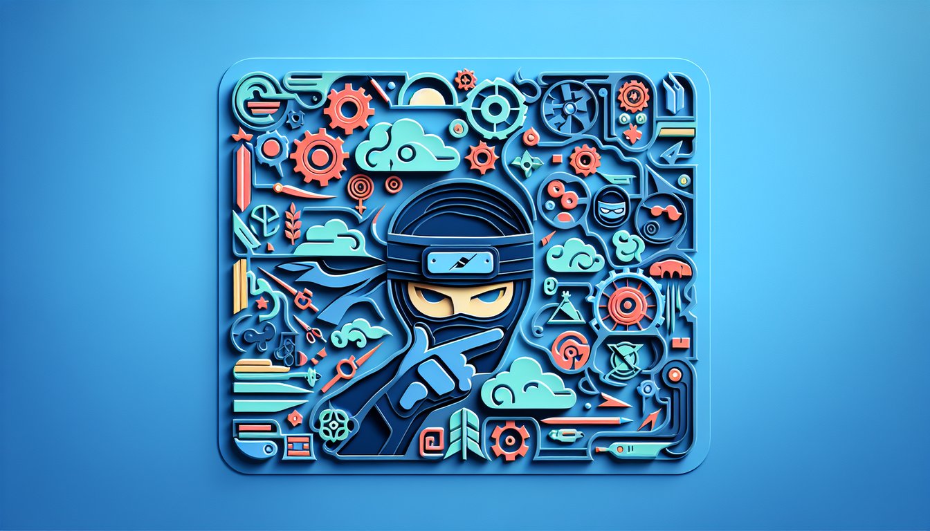paper art illustration for ninja IQ quiz featuring shikamaru silhouette, brain icon and clan symbols on sky blue background