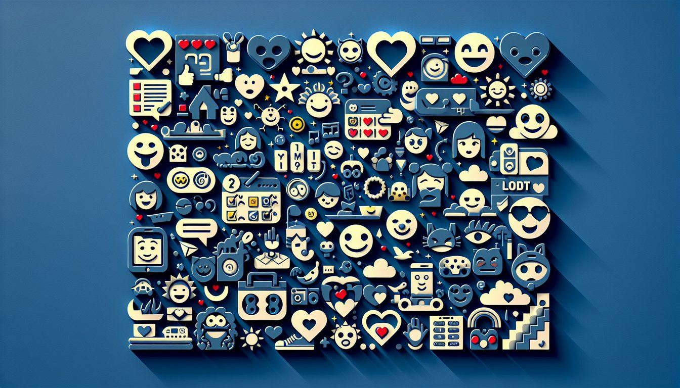 Paper art illustration for emoji personality quiz on a dark blue background