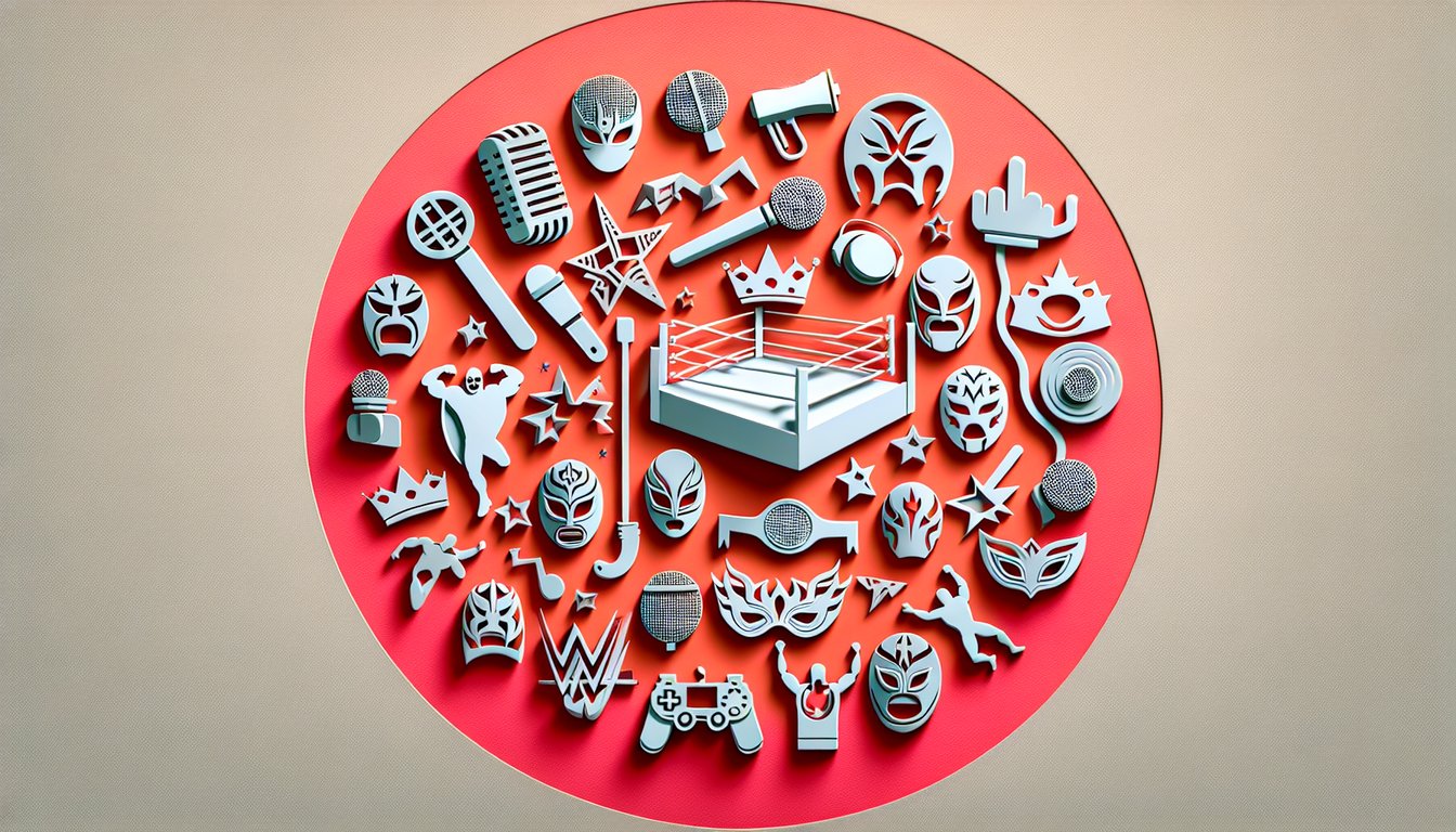 Paper art illustration showing wrestling ring and Free WWE PPV trivia quiz title on coral background