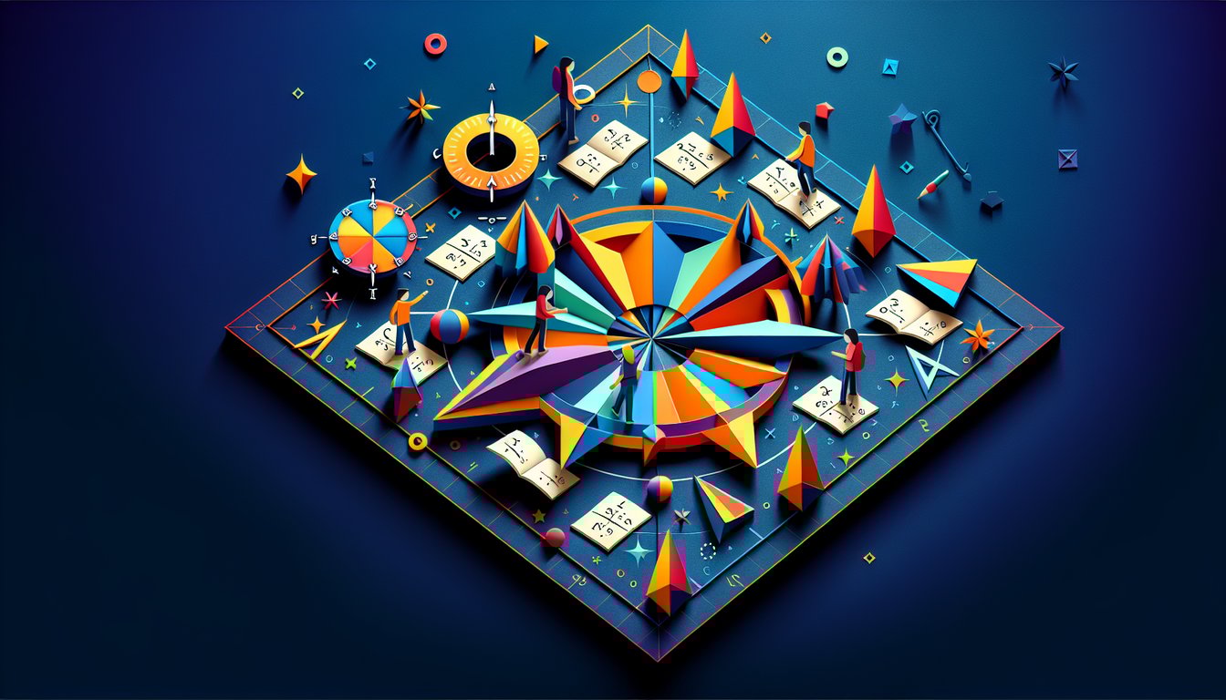 Paper art promoting Cartesian Coordinates Challenge, a geometry skills quiz for high school students.