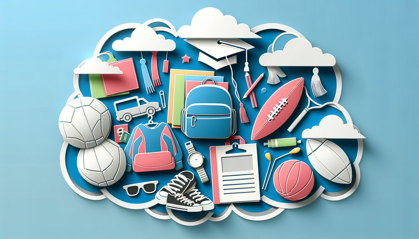 Paper art illustration for Degrassi trivia quiz on a sky blue background